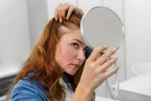 woman getting hair loss treatment clinic